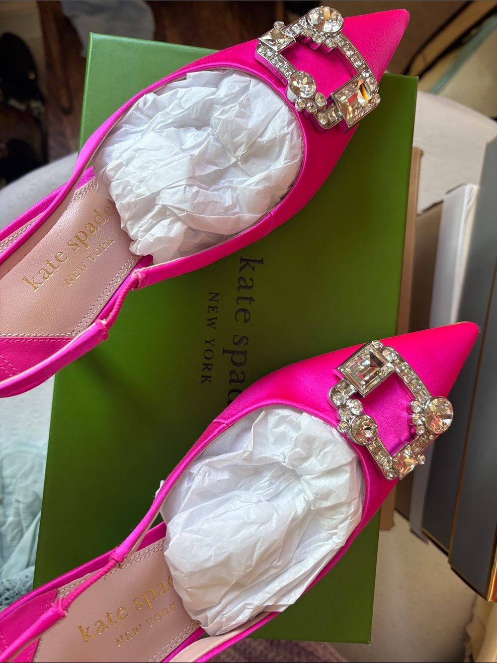kate spade Rebata Pink Embellished Pointed Toe Flats /sling